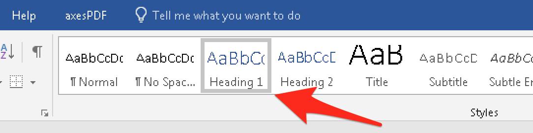 Heading styles in Word