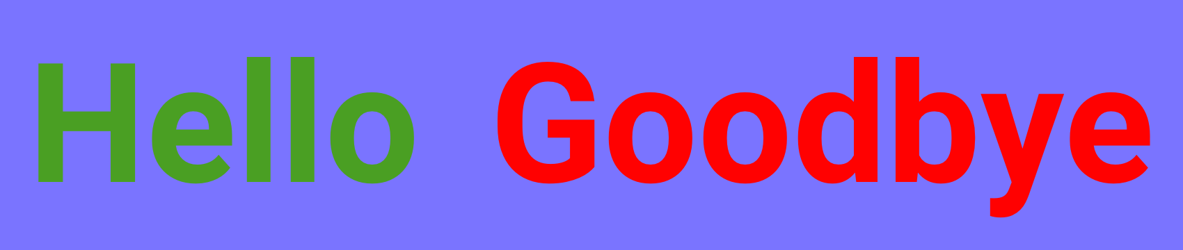 The words "Hello" in green and "Goodbye" in red written on a blue background