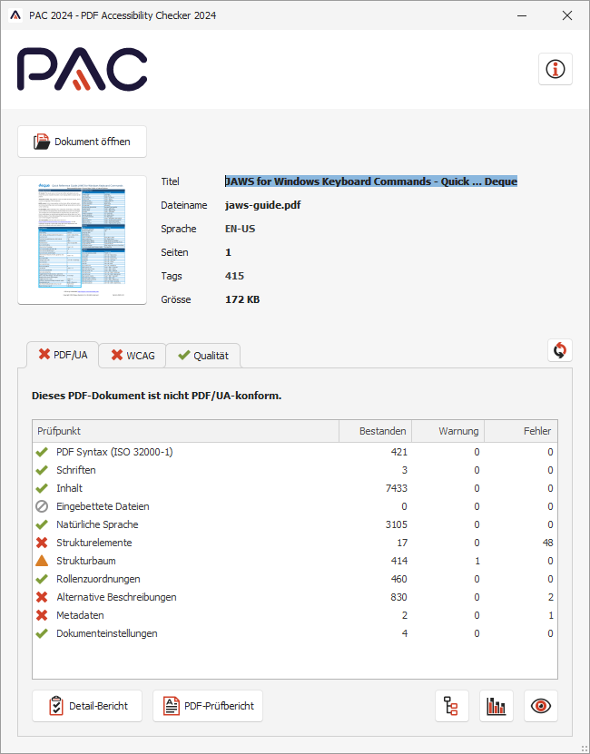 PDF Accessibility Checker window