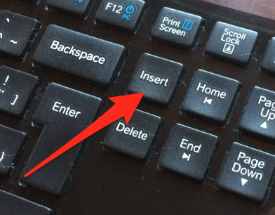 Insert key on a keyboard